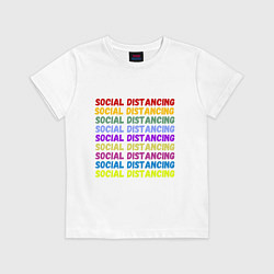 Футболка хлопковая детская Social distancing - социальная дистанция, цвет: белый