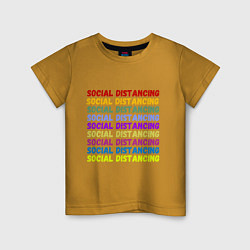 Футболка хлопковая детская Social distancing - социальная дистанция, цвет: горчичный