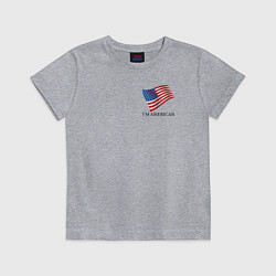 Футболка хлопковая детская Im an American - motto, цвет: меланж