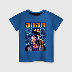 Футболка хлопковая детская Jojo - Jotaro Kujo ai art, цвет: синий