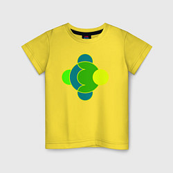 Футболка хлопковая детская Фигура из окружностей желто-зеленая, цвет: желтый