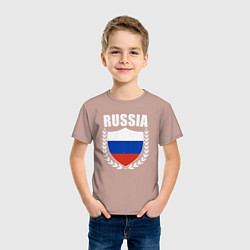 Футболка хлопковая детская Russian flag, цвет: пыльно-розовый — фото 2