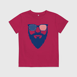 Футболка хлопковая детская Американец бородач, цвет: маджента