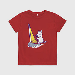 Футболка хлопковая детская Лошадь яхтсмен, цвет: красный
