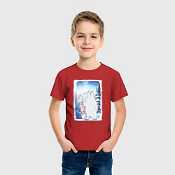 Футболка хлопковая детская Медвежий сноуборд, цвет: красный — фото 2