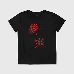 Футболка хлопковая детская Токийский гуль Паучья лилия, цвет: черный