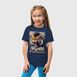 Футболка хлопковая детская Cool tiger - punks not dead, цвет: тёмно-синий — фото 2