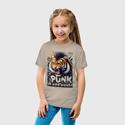 Футболка хлопковая детская Cool tiger - punks not dead, цвет: миндальный — фото 2