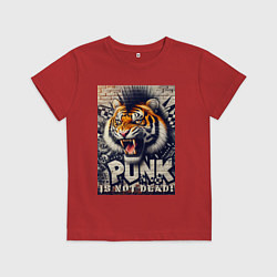 Футболка хлопковая детская Cool tiger - punks not dead, цвет: красный
