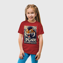Футболка хлопковая детская Cool tiger - punks not dead, цвет: красный — фото 2