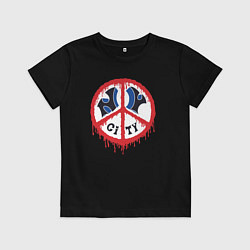 Футболка хлопковая детская NY city peace, цвет: черный