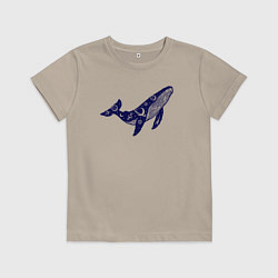 Футболка хлопковая детская Space whale, цвет: миндальный