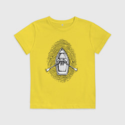 Футболка хлопковая детская Космонавт лодочник, цвет: желтый