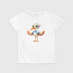 Футболка хлопковая детская Маленький аистёнок, цвет: белый