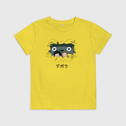 Футболка хлопковая детская Тоторо хранитель леса, цвет: желтый