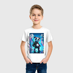 Футболка хлопковая детская Panda samurai - bushido ai art, цвет: белый — фото 2