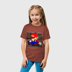 Футболка хлопковая детская Марио 64 спит арт, цвет: кирпичный — фото 2