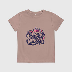 Футболка хлопковая детская Королева драмы, цвет: пыльно-розовый