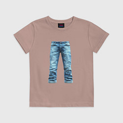 Футболка хлопковая детская Джинсы штаны jeans, цвет: пыльно-розовый