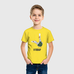 Футболка хлопковая детская Гусь повар, цвет: желтый — фото 2