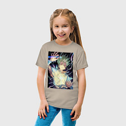 Футболка хлопковая детская Сэнку Исигами, цвет: миндальный — фото 2