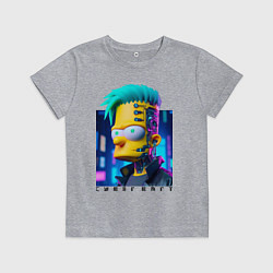 Футболка хлопковая детская Кибер Барт - нейросеть фантазия, цвет: меланж