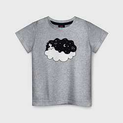Футболка хлопковая детская Космическая девушка на облаке, цвет: меланж