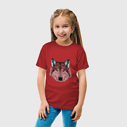 Футболка хлопковая детская Классный красивый волк, цвет: красный — фото 2
