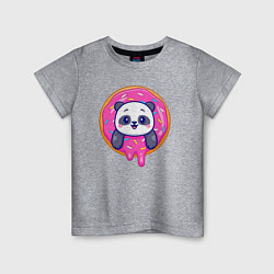 Футболка хлопковая детская Панда в пончике, цвет: меланж