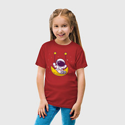 Футболка хлопковая детская Космические качели, цвет: красный — фото 2
