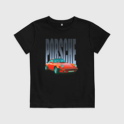 Футболка хлопковая детская Порше 911 немецкий спорткар, цвет: черный