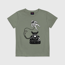 Футболка хлопковая детская Космический телефон, цвет: авокадо