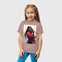 Футболка хлопковая детская Чэн Хуа Собиратель цветов из Небожителей, цвет: пыльно-розовый — фото 2