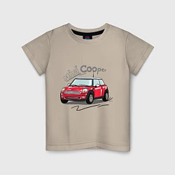 Футболка хлопковая детская Mini Cooper, цвет: миндальный