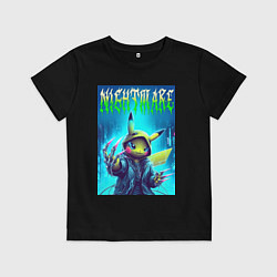 Футболка хлопковая детская Pikachu - nightmare ai art fantasy, цвет: черный