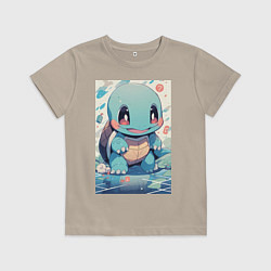 Футболка хлопковая детская Покемон Сквиртл, цвет: миндальный