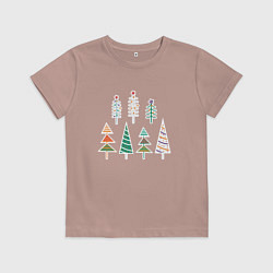 Футболка хлопковая детская Ёлки, цвет: пыльно-розовый
