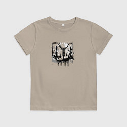 Футболка хлопковая детская Велосипед и рога, цвет: миндальный