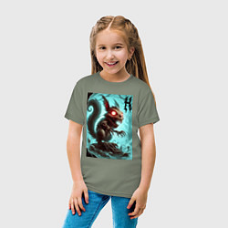 Футболка хлопковая детская Жуткая белка - хэллоуин, цвет: авокадо — фото 2