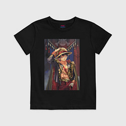 Футболка хлопковая детская Ван-Пис Луффи Монки Д арт, цвет: черный