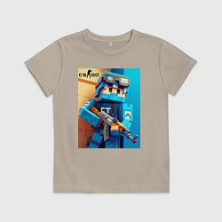 Футболка хлопковая детская Counter Strike and Minecraft - collaboration, цвет: миндальный