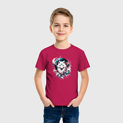 Футболка хлопковая детская Волшебная лиса Кумихо - Кицумэ, цвет: маджента — фото 2