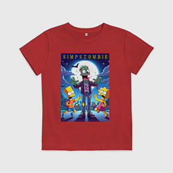 Футболка хлопковая детская Гомер Симпсон зомби - хэллоуин, цвет: красный