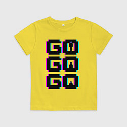 Детская футболка Надпись чёрного цвета go go go с человечками