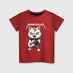 Футболка хлопковая детская Meowtallica rock, цвет: красный