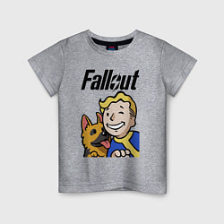 Футболка хлопковая детская Vault boy and shepherd, цвет: меланж