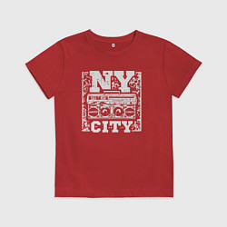 Футболка хлопковая детская New York city music, цвет: красный