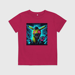 Футболка хлопковая детская Монстр Пикачу и другие покемоны - хэллоуин, цвет: маджента