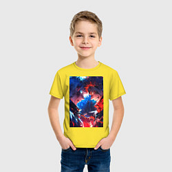 Футболка хлопковая детская Магическая битва Сатору Годзё Сукуна Рёмэн, цвет: желтый — фото 2