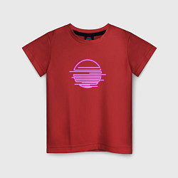 Футболка хлопковая детская Абстрактное геометрическое неоновое солнце, цвет: красный